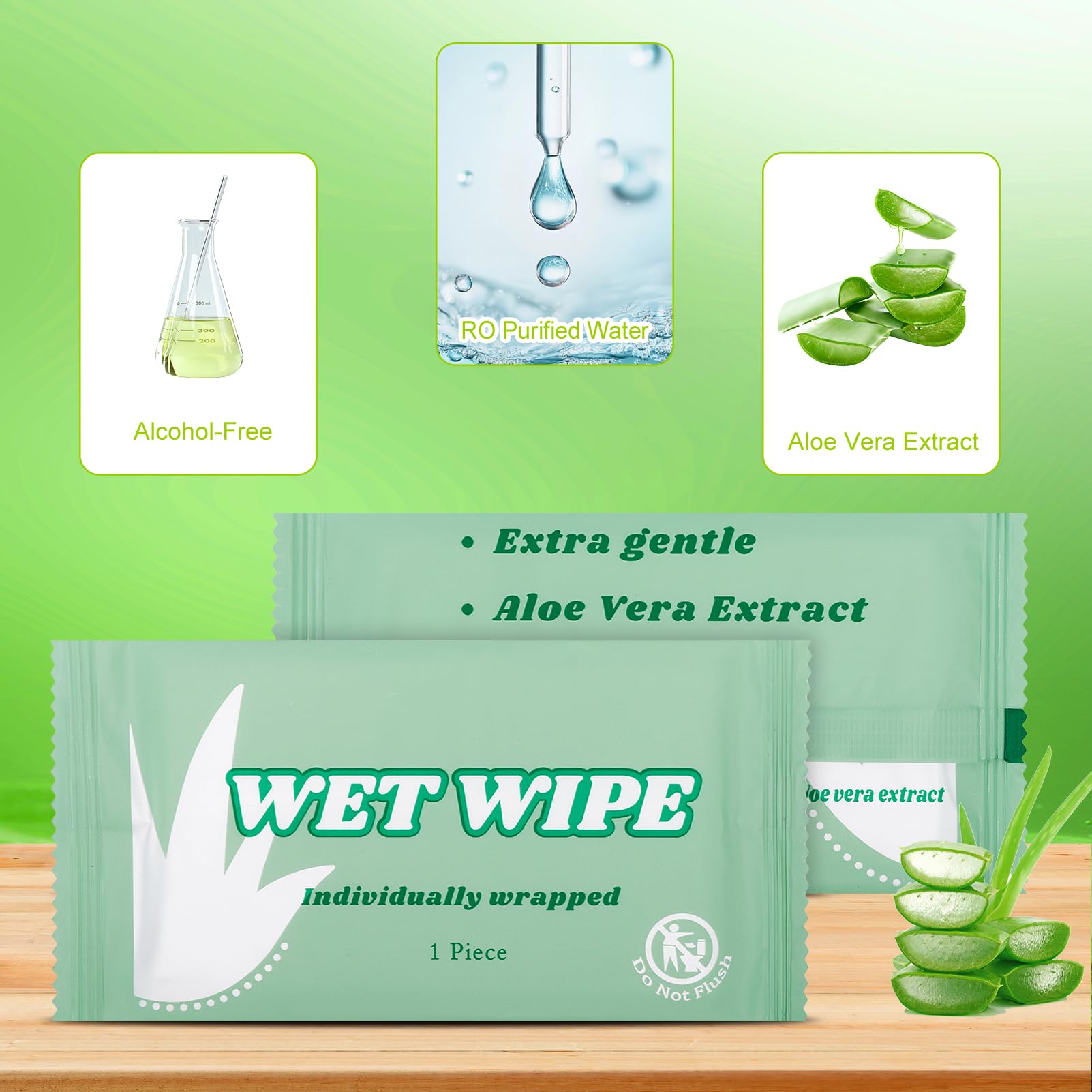 Cptoion aloe-infused wipes, alcohol-free, gentle on skin.