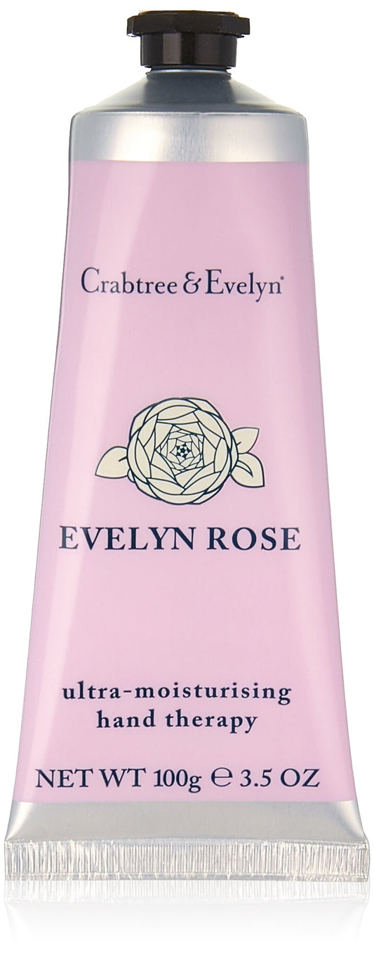 Crabtree and Evelyn Evelyn Rose hand therapy tube delivers rich moisture for daily use.