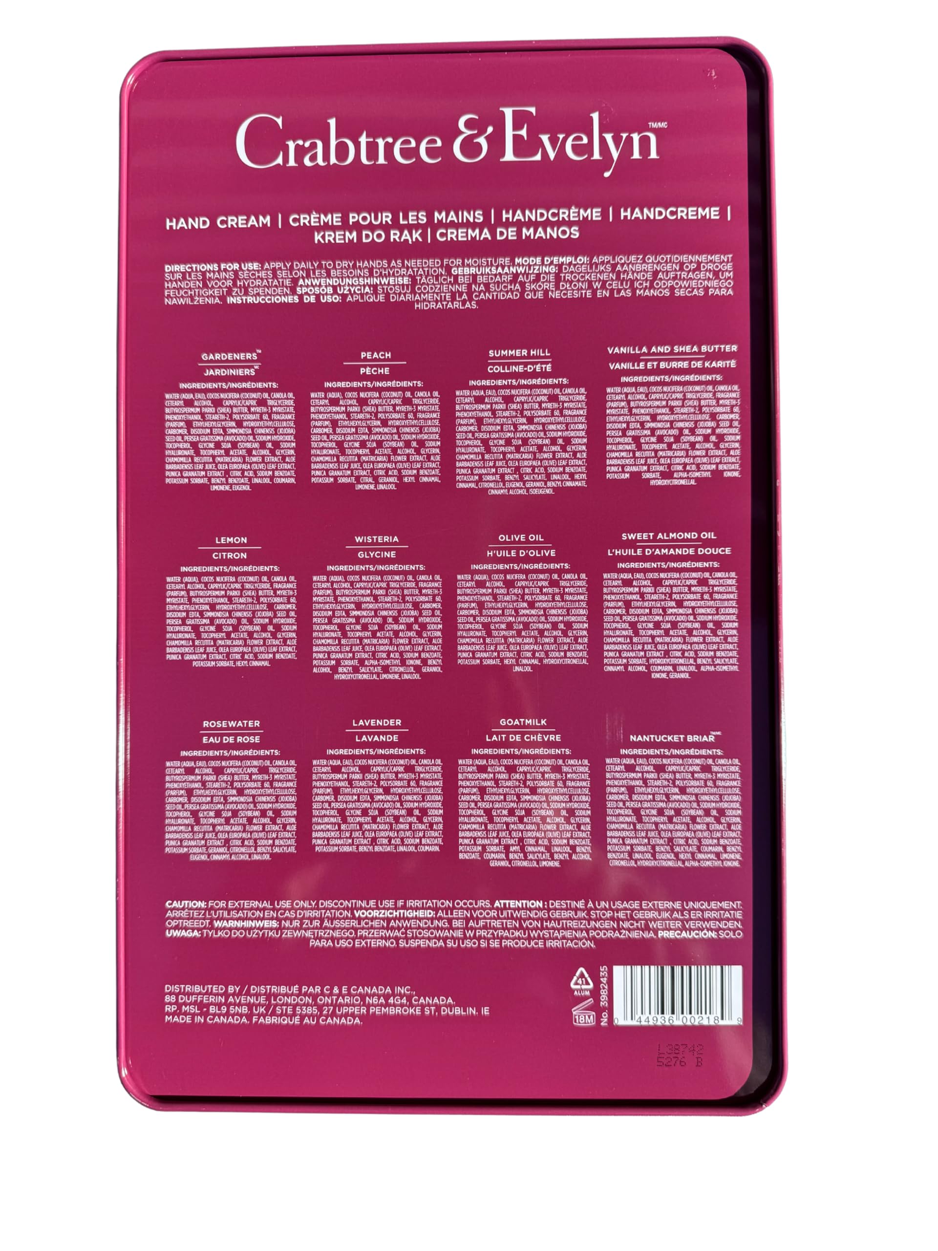 Crabtree & Evelyn hand creams in assorted scents for mood variety.
