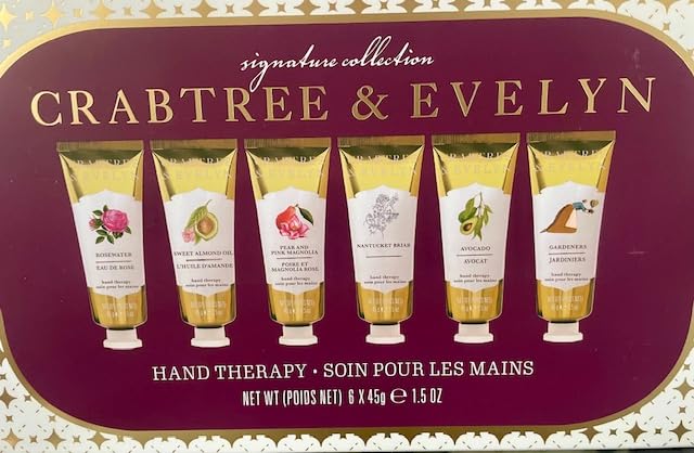 Crabtree & Evelyn hand creams variety close-up highlighting nourishing shea and macadamia oils