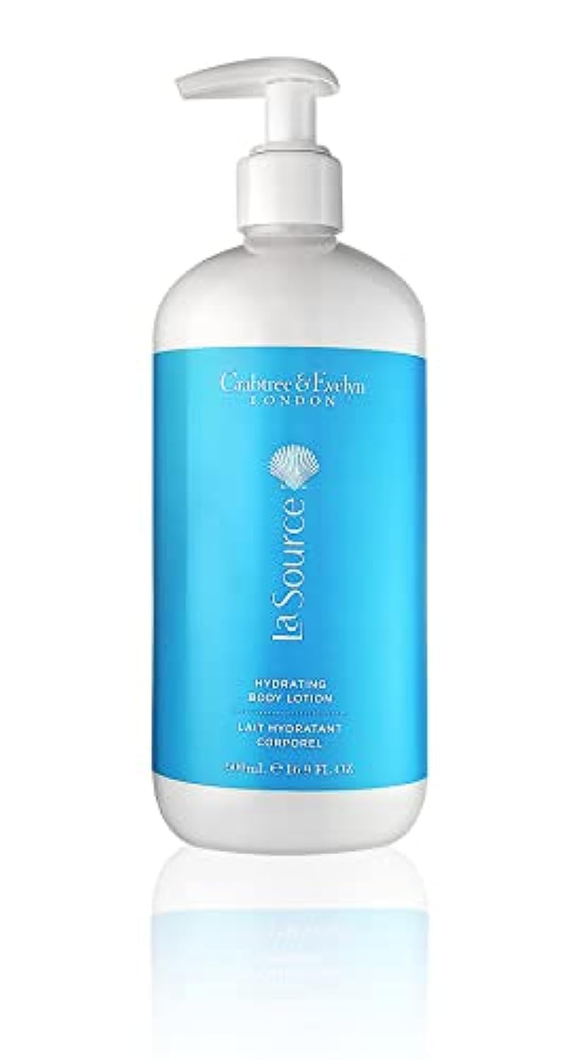 Crabtree & Evelyn La Source bottle with pump delivers hydration for soft skin.