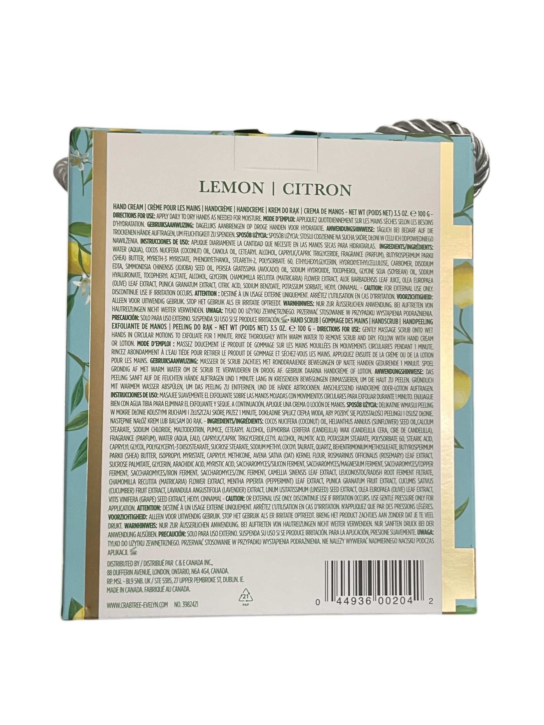 Crabtree & Evelyn Lemon Citron herbs with cucumber and rosemary for fragrance