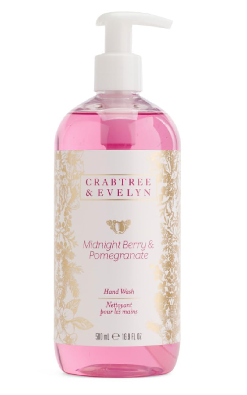 Crabtree and Evelyn Midnight Berry Pomegranate hand wash bottle for daily cleansing and fragrance.