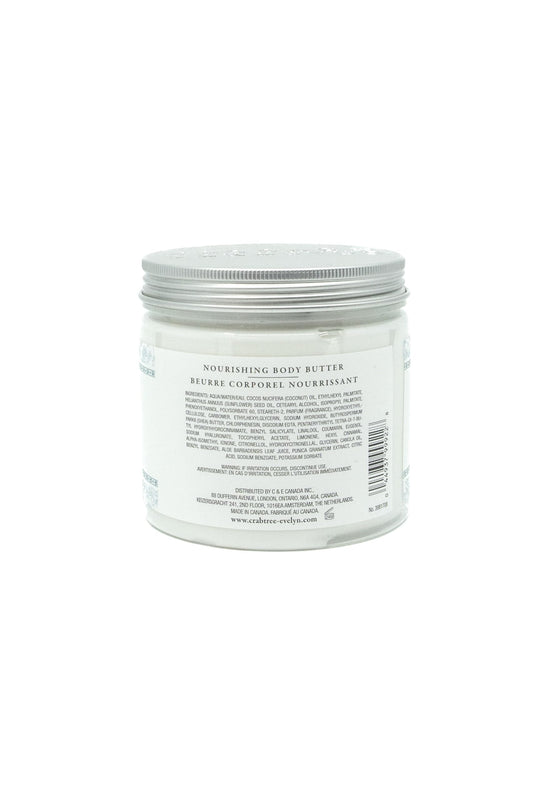 Crabtree & Evelyn Nantucket Briar Body Butter jar on vanity, luxurious moisture for dry areas.