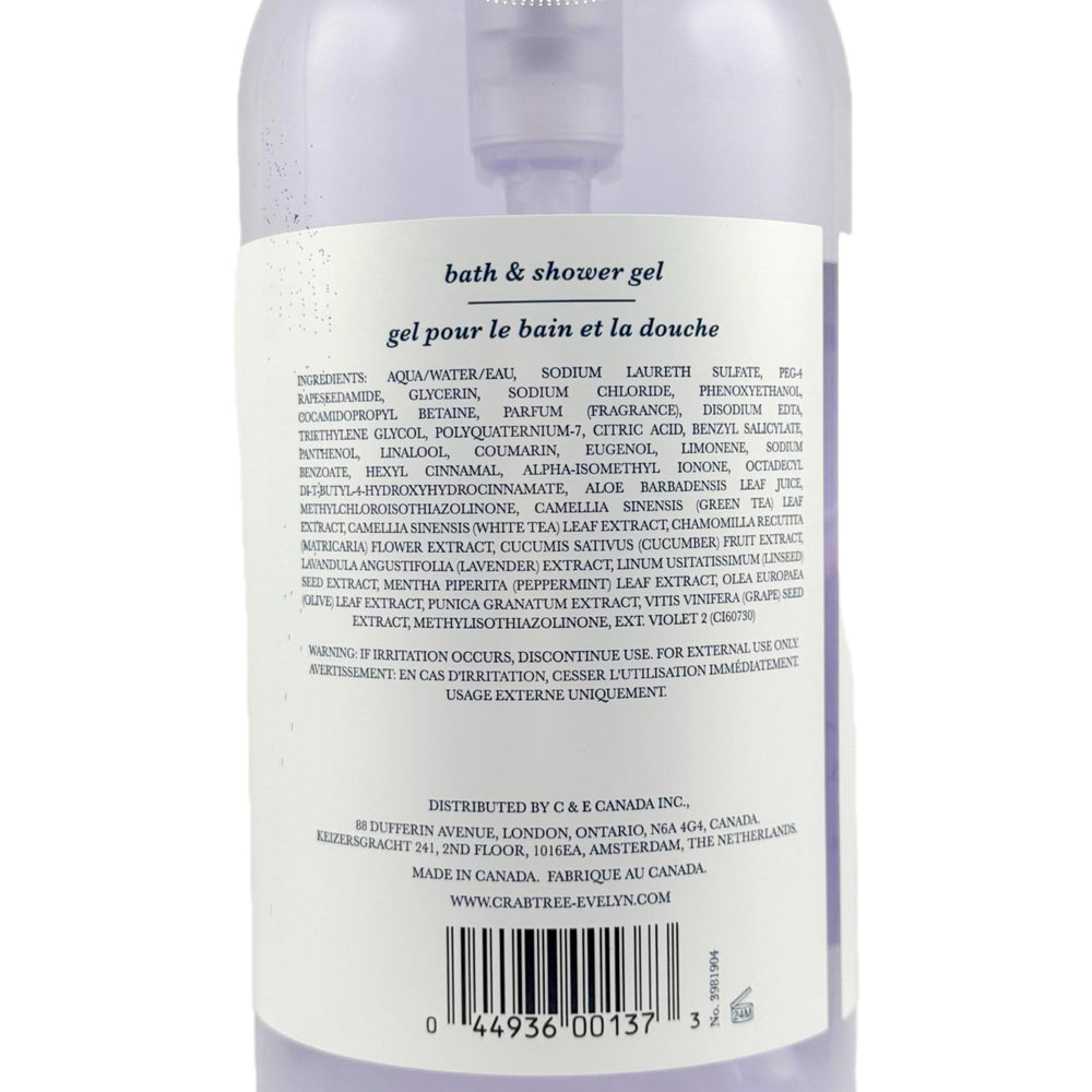 Crabtree & Evelyn Nantucket Briar bottle in bathroom, elegant decor meets practical luxury.