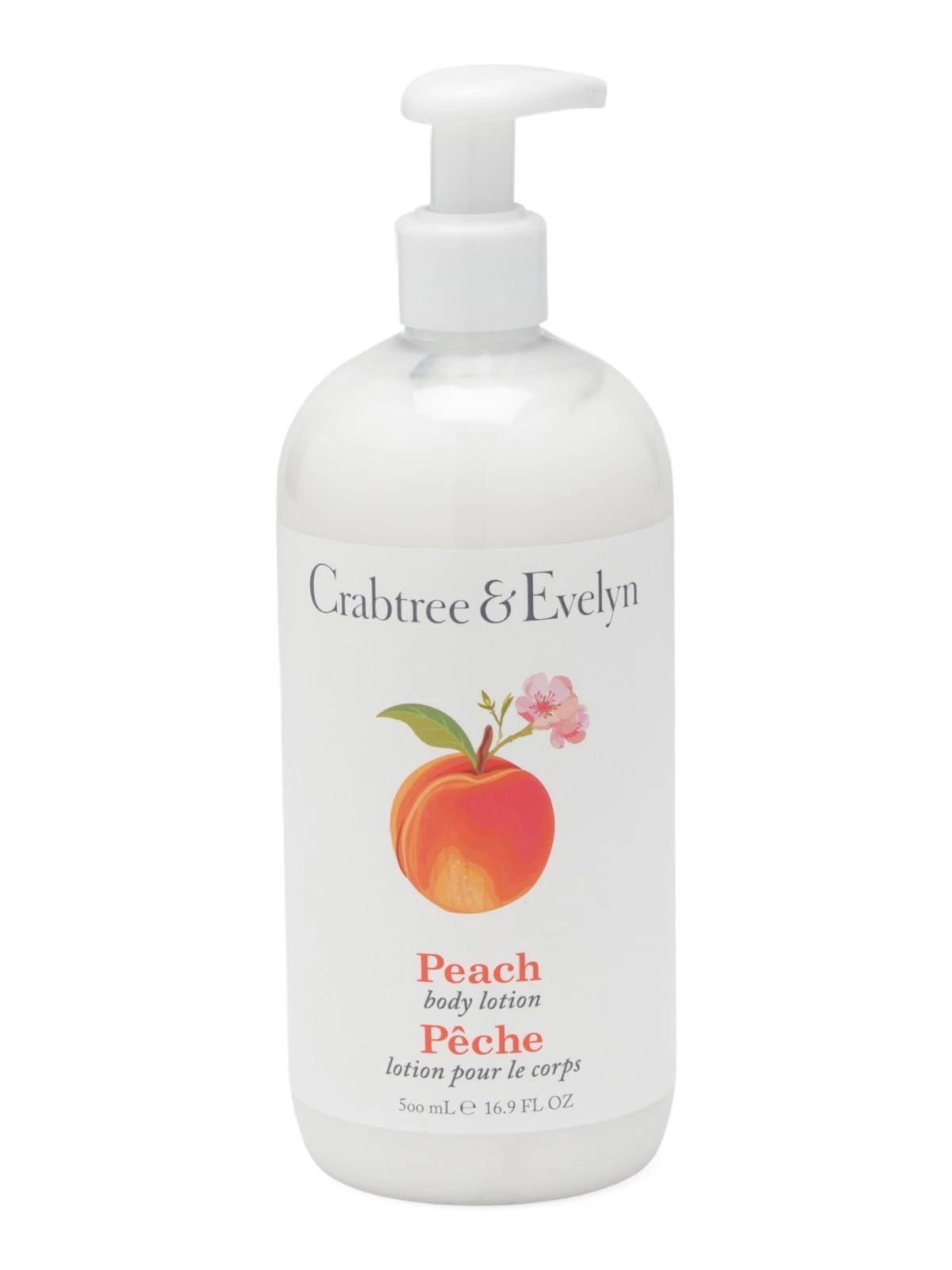 Crabtree & Evelyn Peach Body Lotion bottle delivering long-lasting hydration for soft, nourished skin.