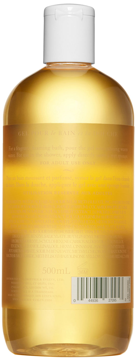 Crabtree & Evelyn Summer Hill bath and shower gel bubbles in a tub setting.
