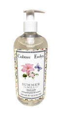 Crabtree & Evelyn Summer Hill hand wash bottle pour with moisturizing gel for daily cleansing.