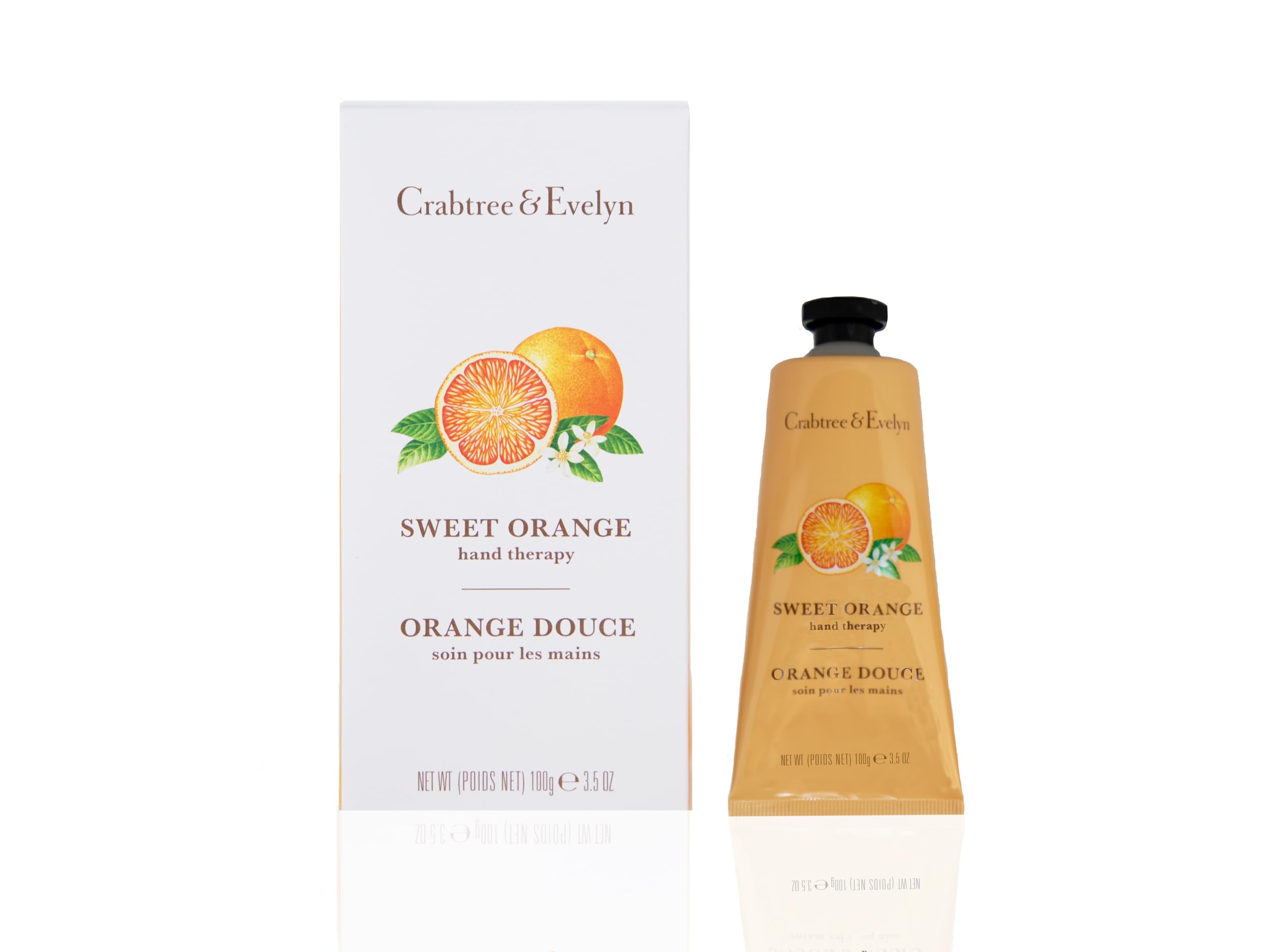 Crabtree & Evelyn Sweet Orange Hand Therapy tube close-up with rich hydration.