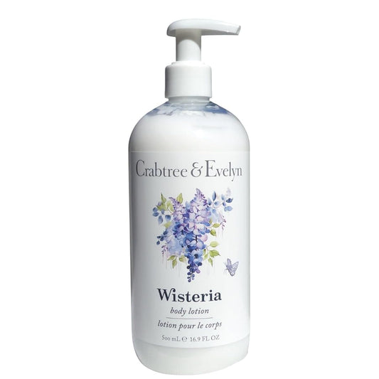 Crabtree & Evelyn Wisteria Body Lotion bottle for deep hydration.