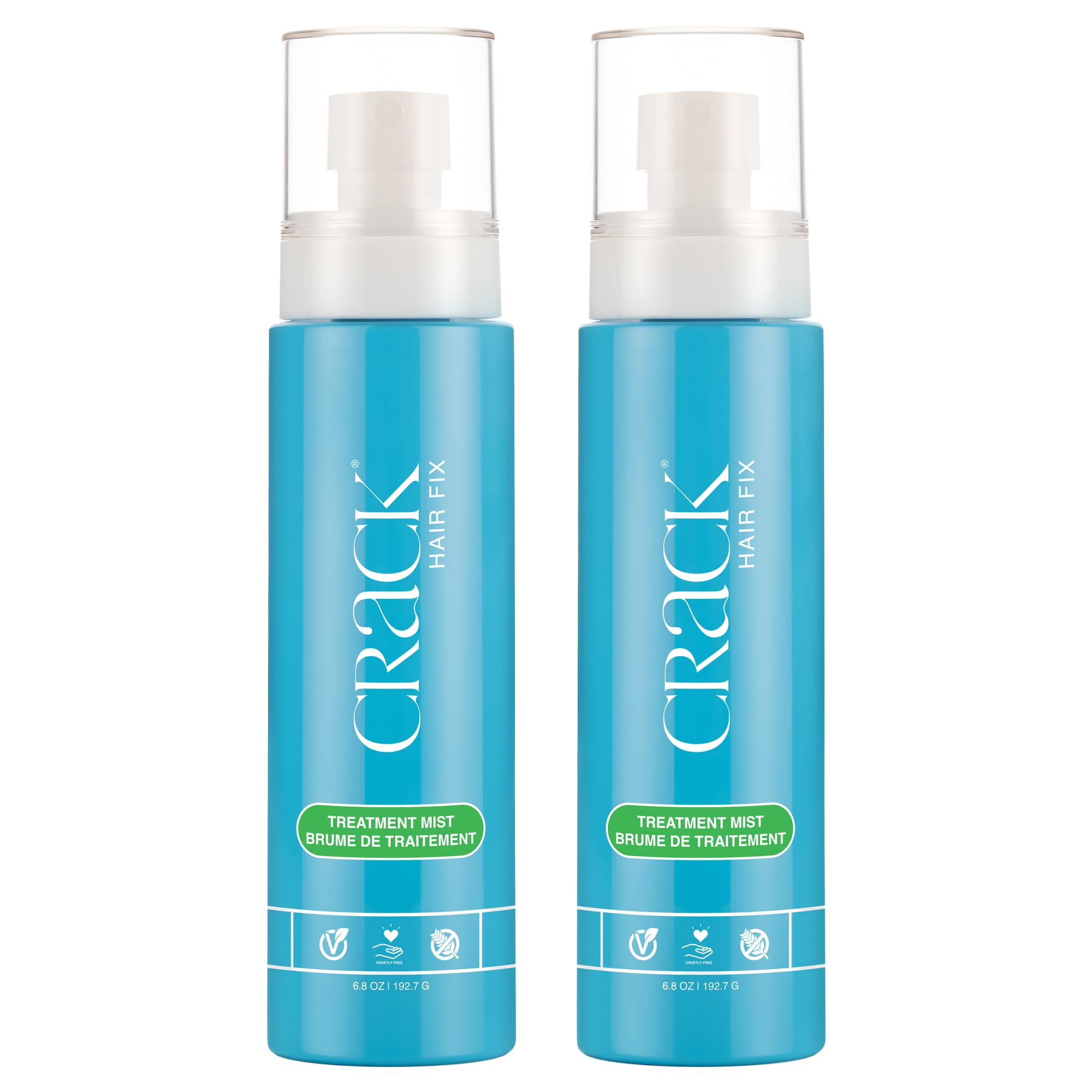 Crack Hair Fix Mist Spray bottle shown for daily moisture and protection.