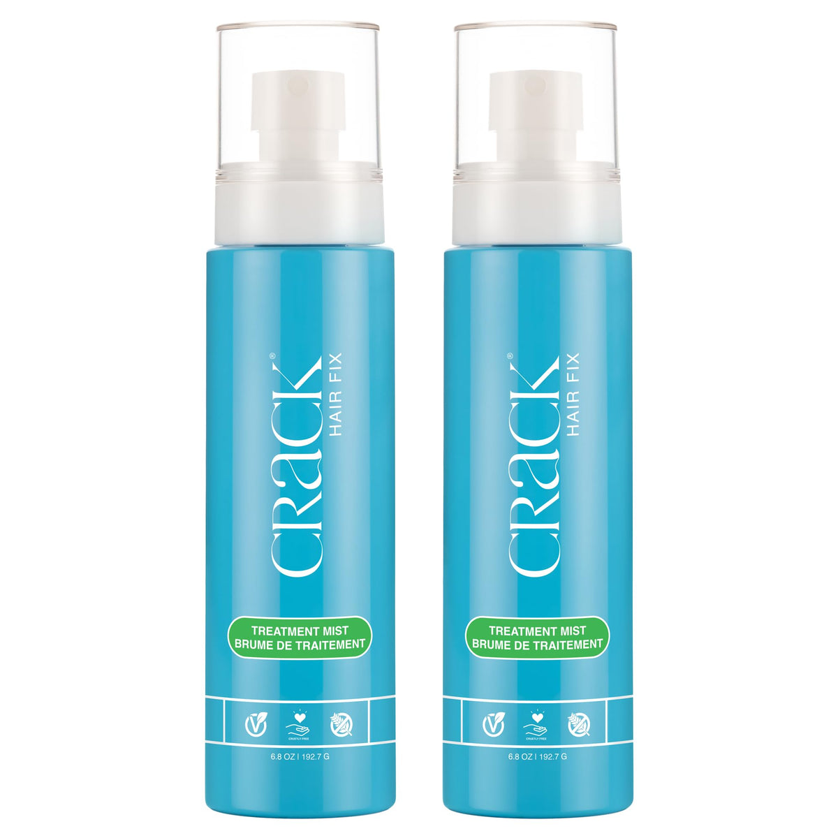 Crack Hair Fix Mist Spray bottle shown for daily moisture and protection.