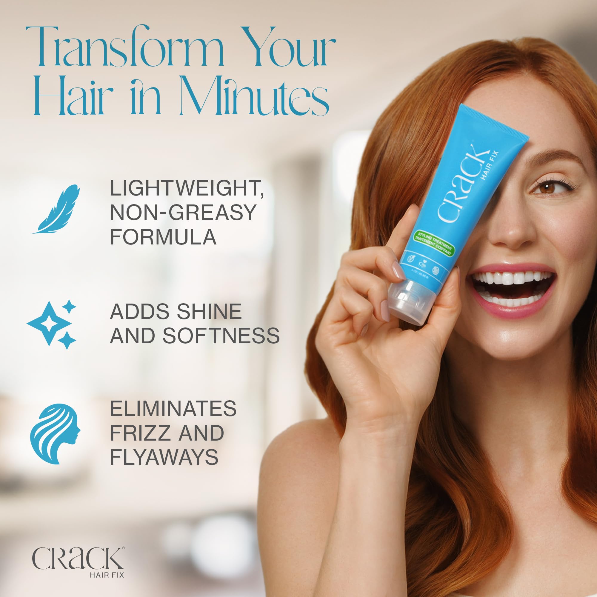 Dispense cap of Crack Hair Fix for easy, on-the-go application.