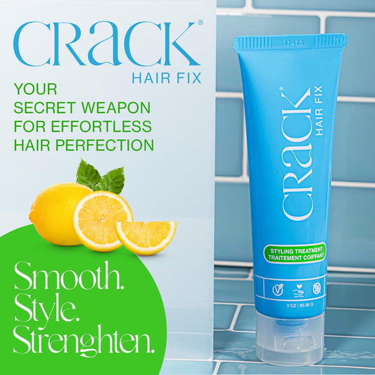 Close-up of Crack Hair Fix label showing vegan, paraben-free formula.