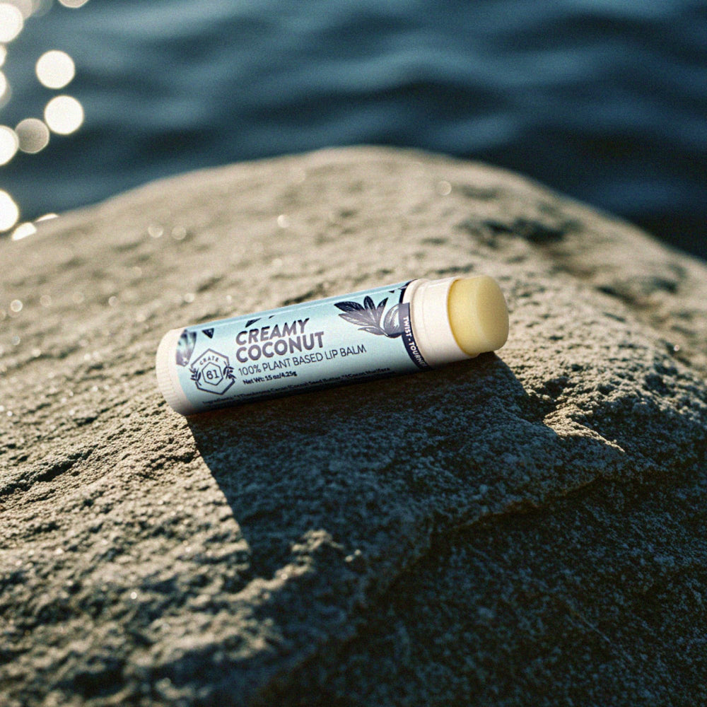 Crate 61 Lip Balm Made in USA badge with family-friendly packaging
