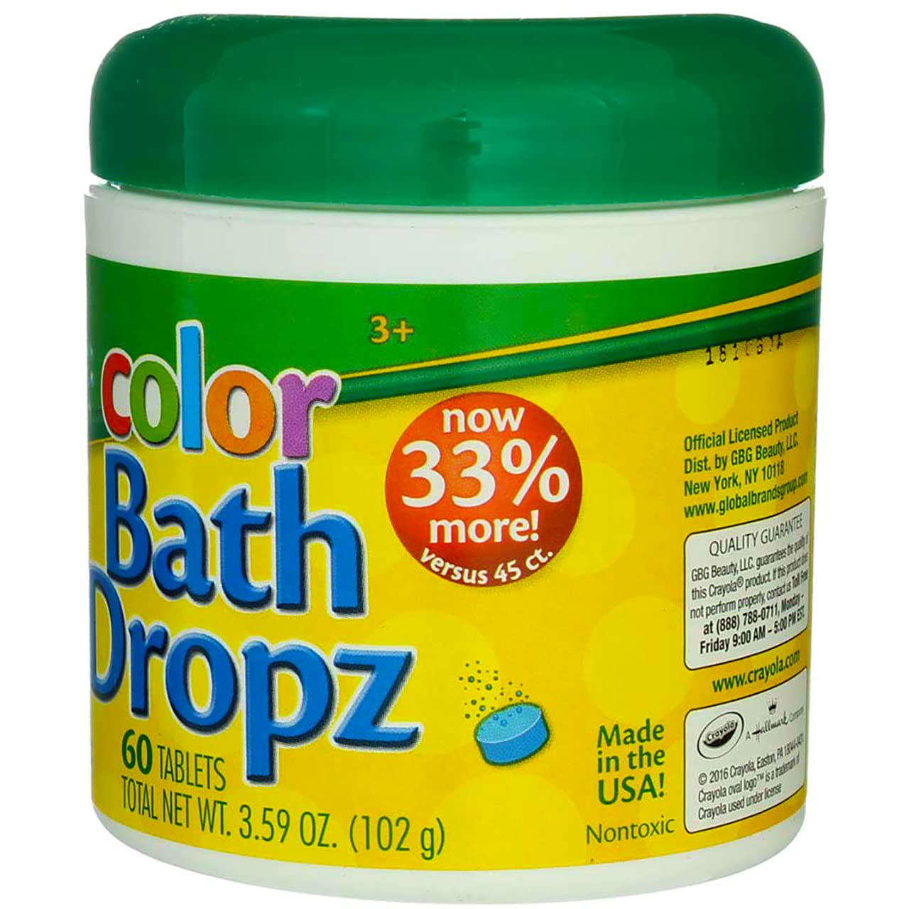 Crayola Color Bath Dropz packaging opened reveals color tablets.