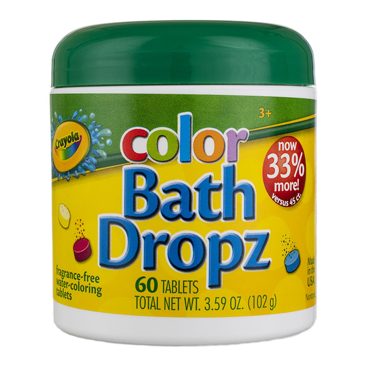 Crayola Color Bath Dropz tablet close-up for easy color bath time fun.