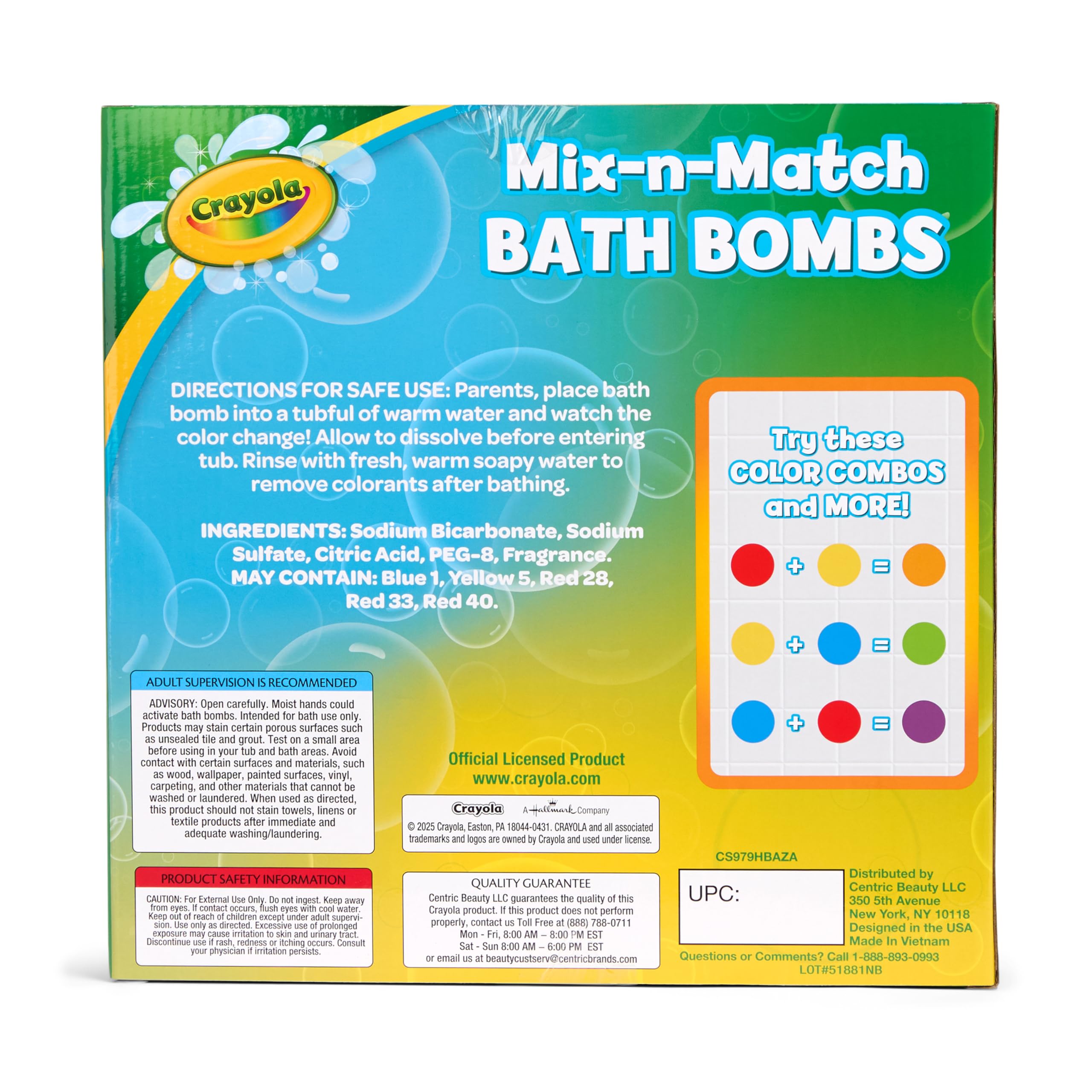 Crayola Color-Twist bomb reveals a surprise center, perfect for family bath time.