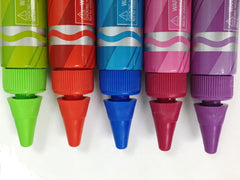 Bright colored tubes from Crayola inspire engaging bath time.