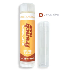 Crazy Rumors Biggie French Toast lip balm packaging highlights vegan cruelty-free lip care for everyday use.