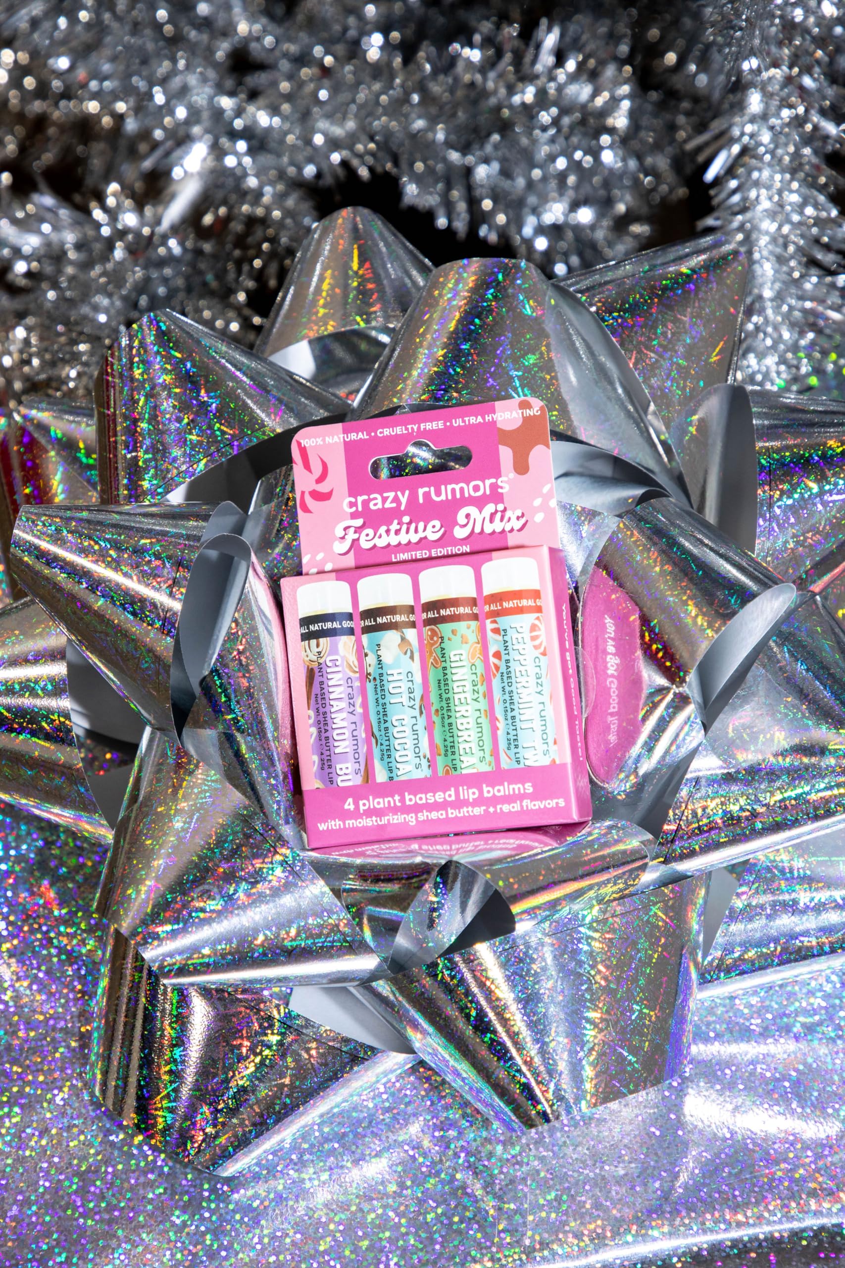 Crazy Rumors Festive Mix cinnamon bun peppermint twist lip balm for festive lip care
