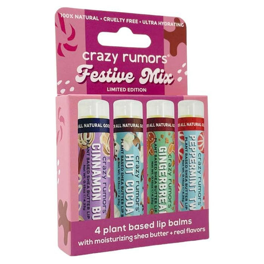 Crazy Rumors Festive Mix pack shot for holiday lip care and hydration