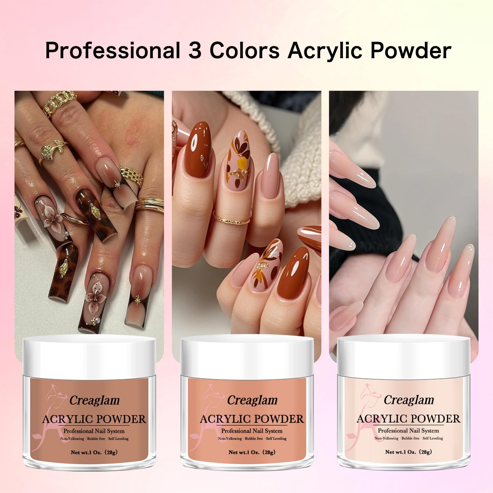 Creaglam Carnelian acrylic powder jar for vibrant nails.