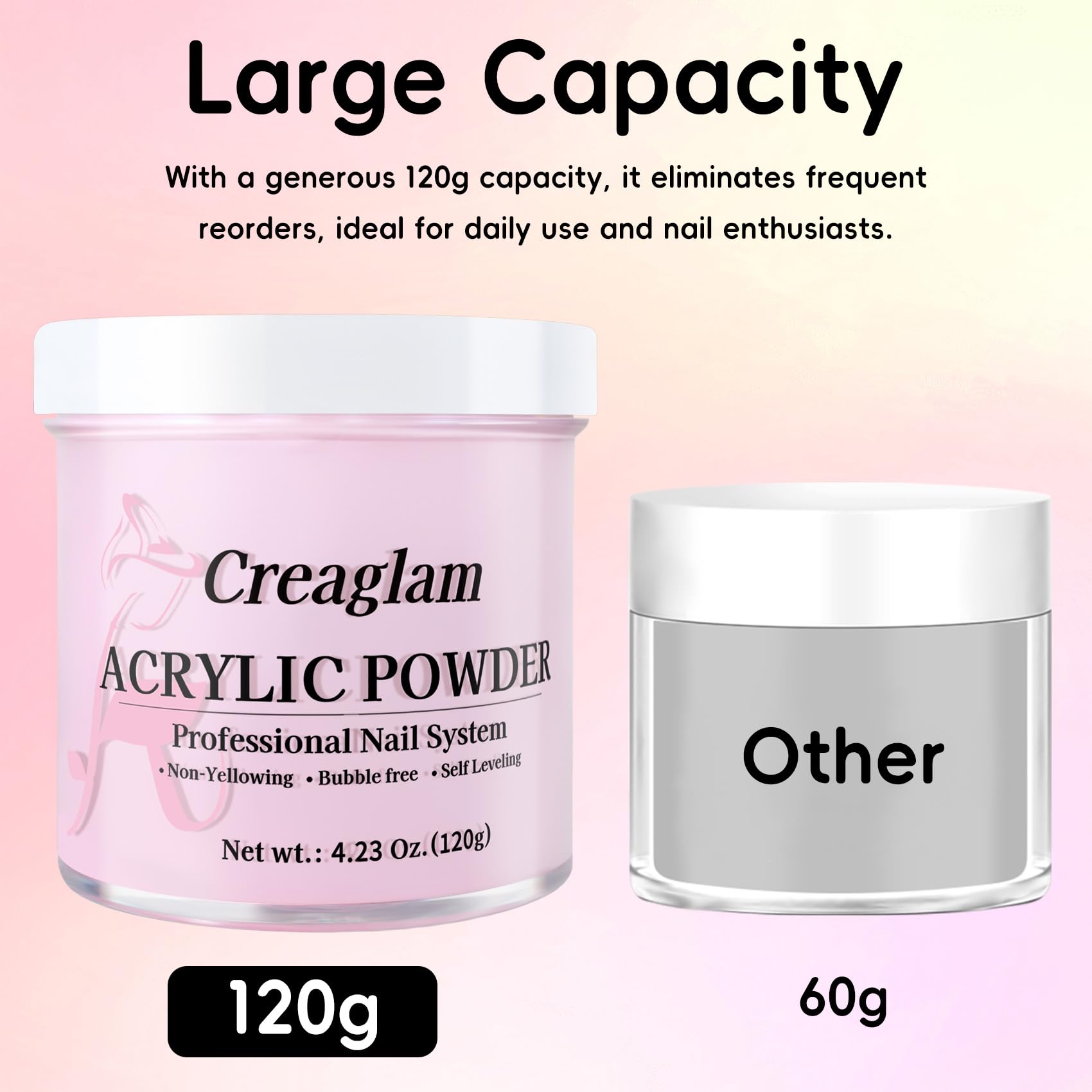 Creaglam yellow-resistant powder keeps nails vibrant and chip-free.