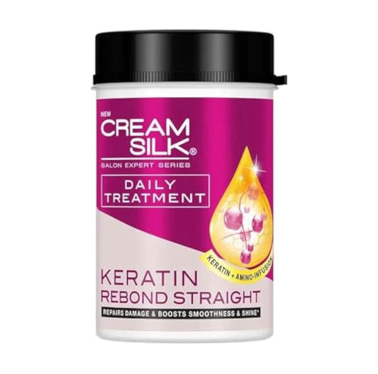 Cream Silk Daily Treatment Keratin Rebond Straight bottle pour for smoothness and salon-like shine