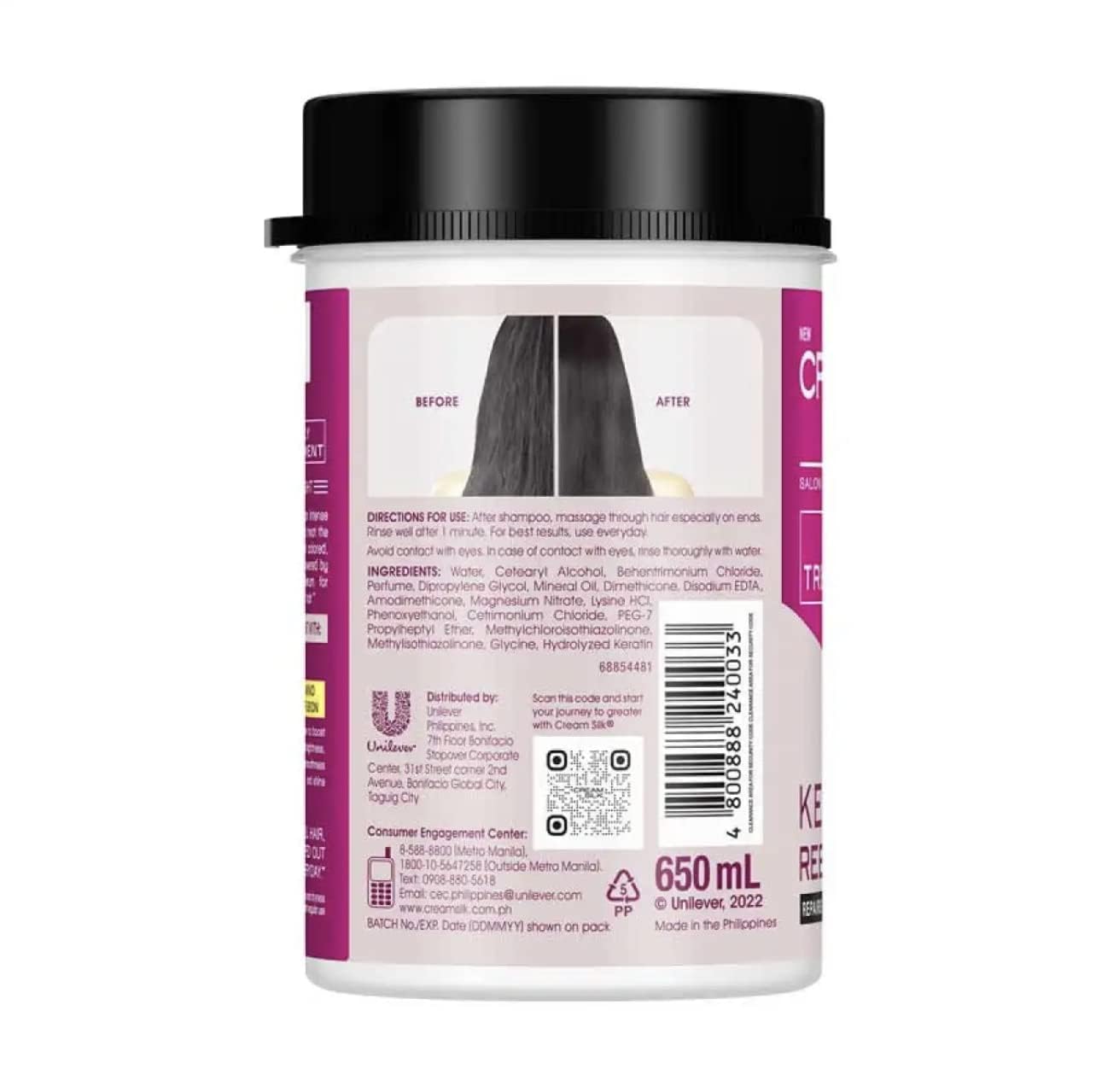 Cream Silk Daily Treatment Keratin Rebond Straight hair gloss for smoother, manageable daily styling