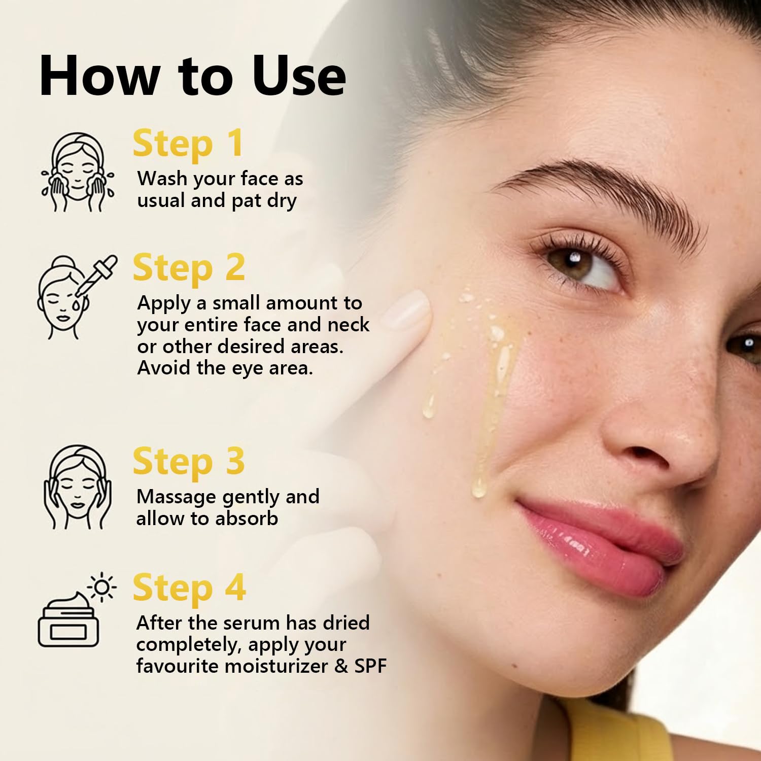 Createreedo Vitamin C Serum application near eye area for brightening