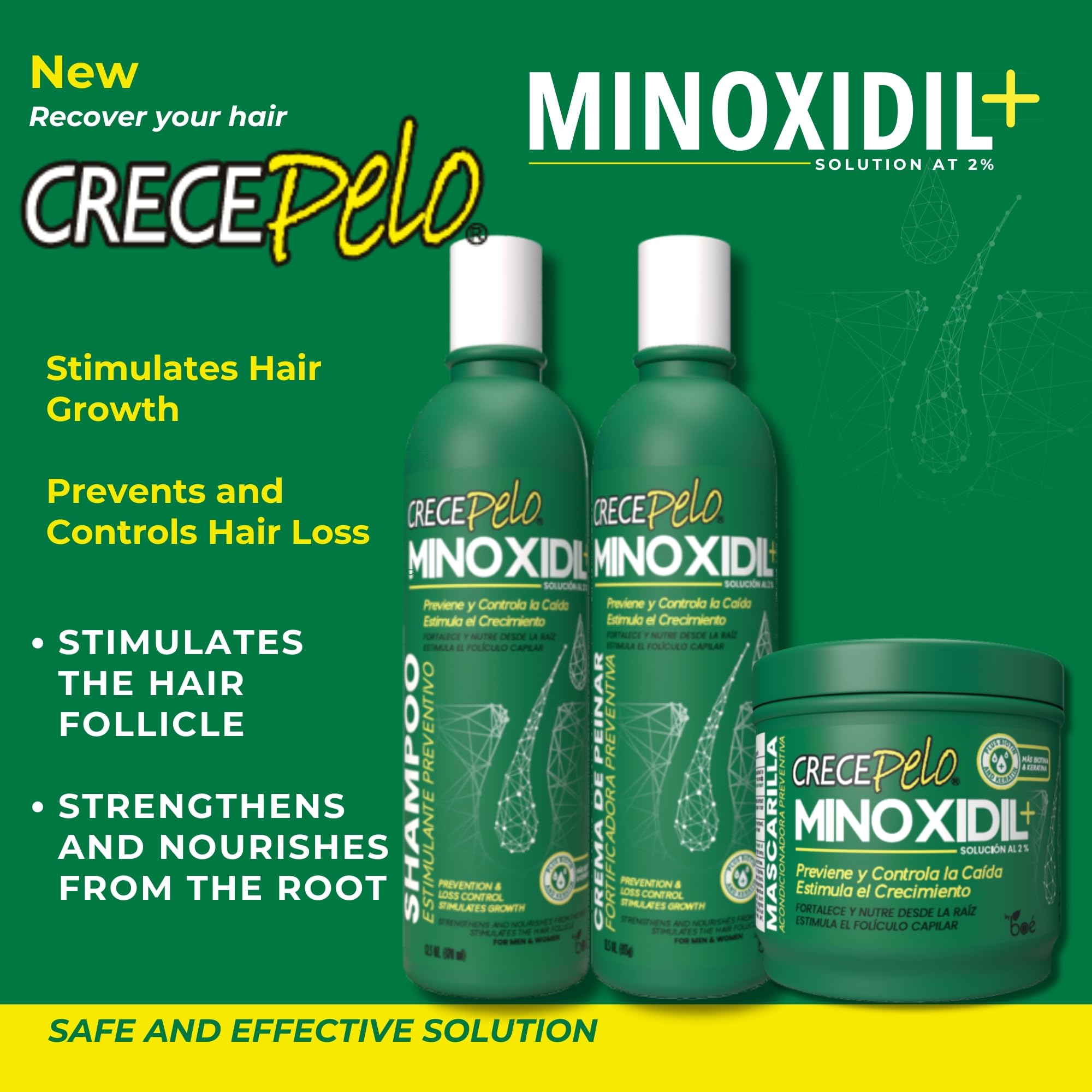 Crece Pelo hair mask being applied to damp hair for smoother strands