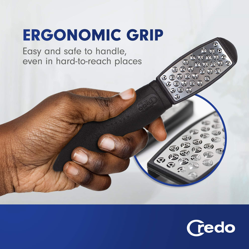 Credo Smart Cutter works on dry feet for versatile exfoliation.