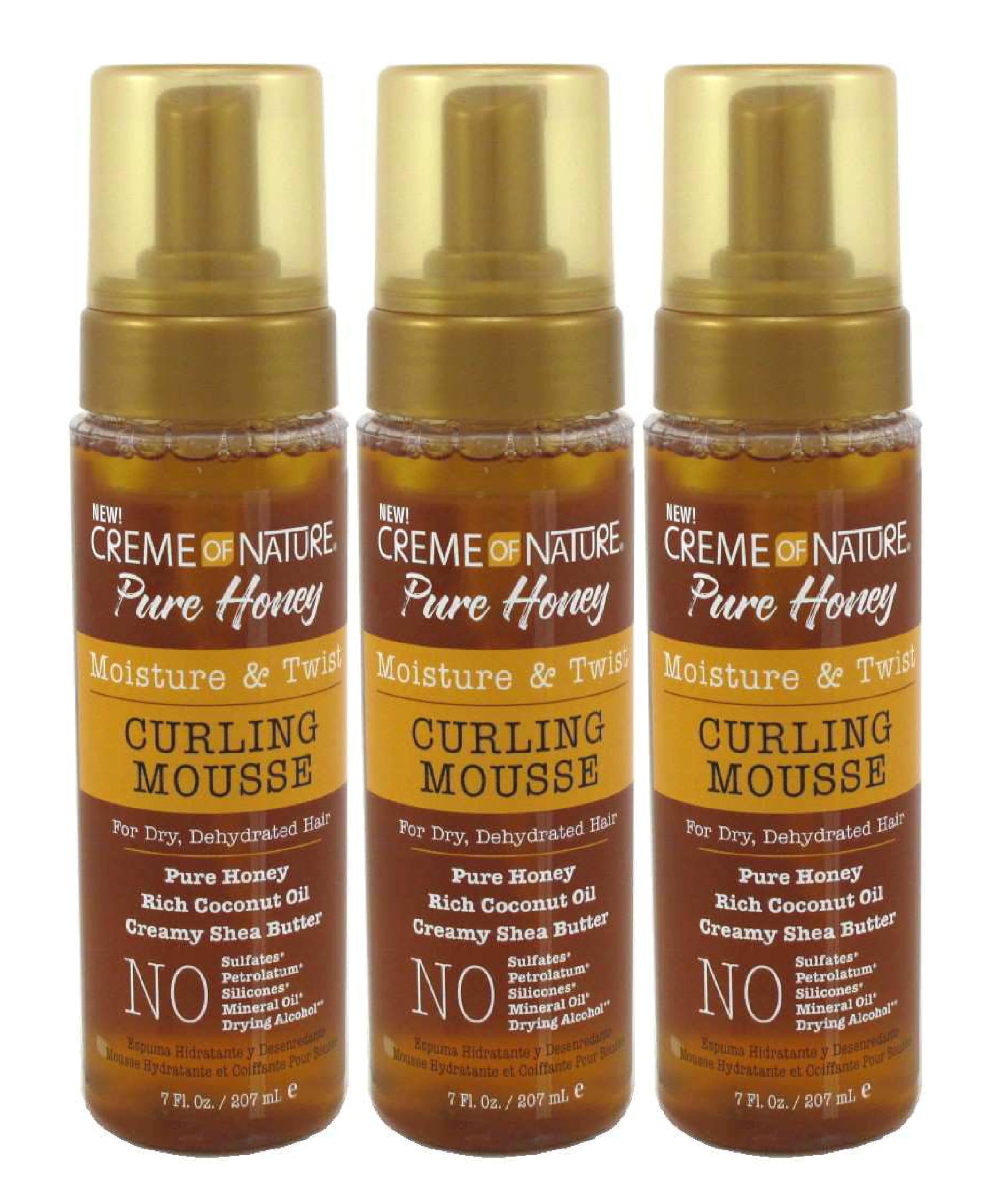 Creme Of Nature Pure Honey Curling Mousse bottle offering a light hold and soft definition