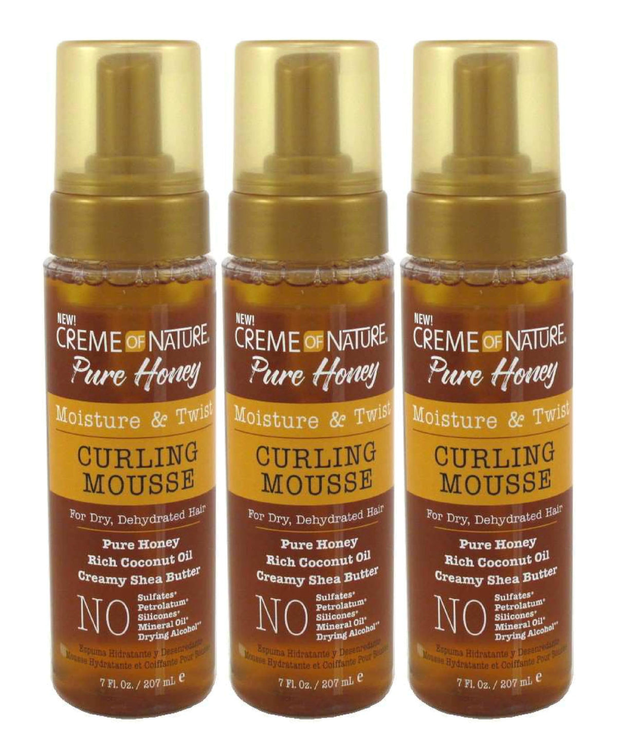 Creme Of Nature Pure Honey Curling Mousse bottle offering a light hold and soft definition
