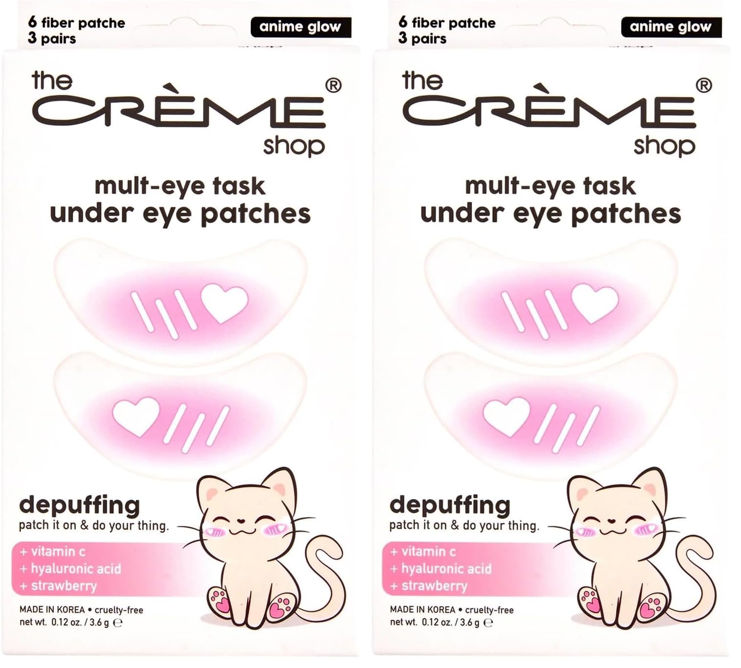 The Crème Shop Mult-Eye Task patches with Anime Glow depuff and brighten delicate under-eye skin.