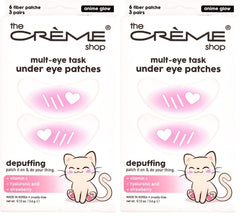 The Crème Shop Mult-Eye Task patches with Anime Glow depuff and brighten delicate under-eye skin.