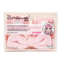 The Crème Shop Spa Teddy Headband keeps hair away with soft comfort during skincare.