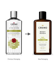 Cremo All Season Body Wash Sage & Citrus hand lather demonstrating rich foam