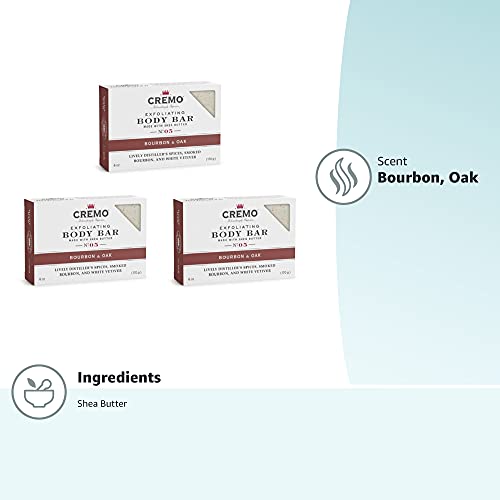 Cremo Bourbon and Oak exfoliating bar in action with rich lather