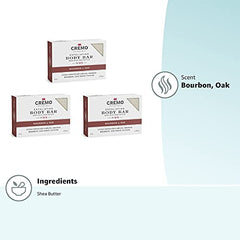 Cremo Bourbon and Oak exfoliating bar in action with rich lather