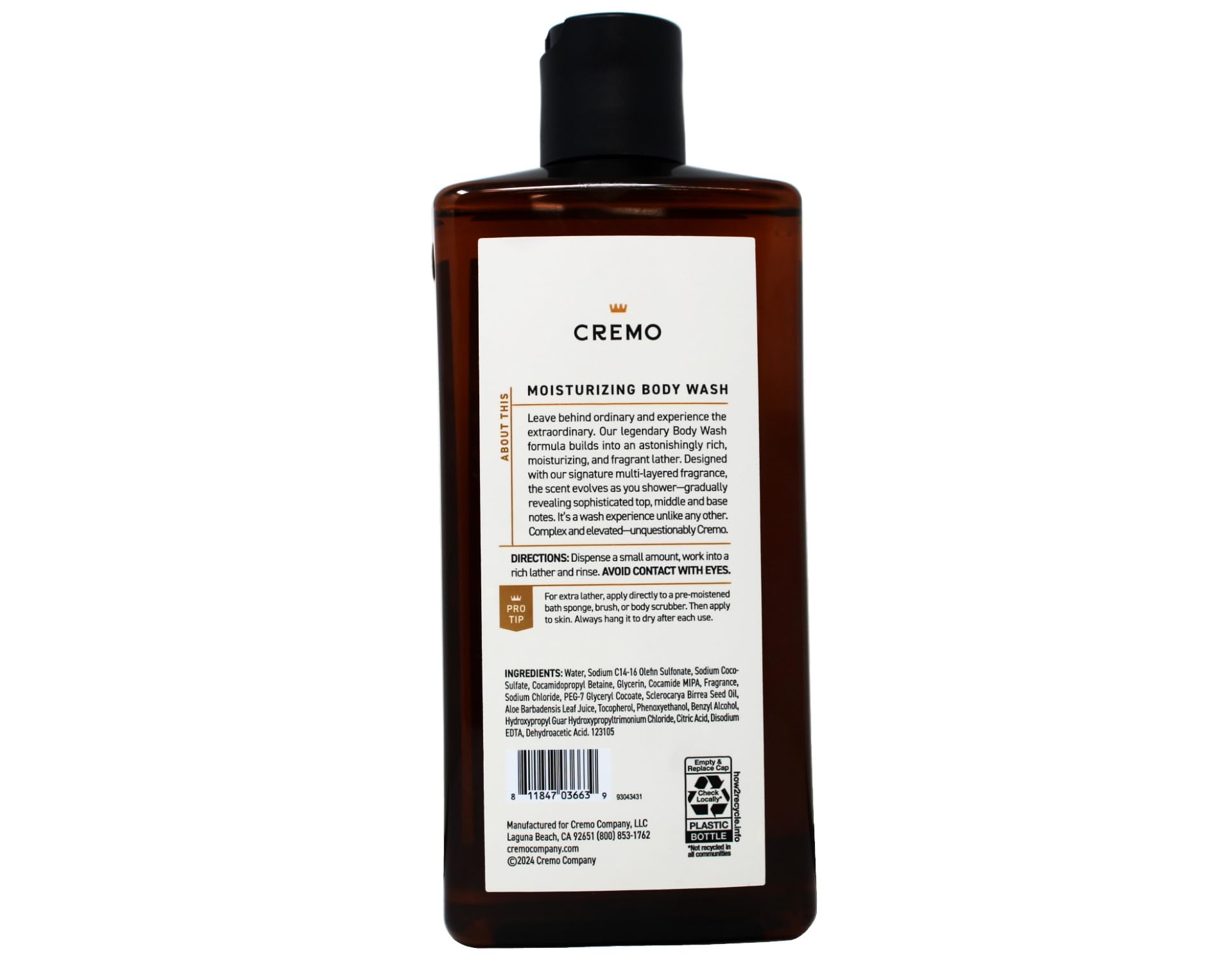 Cremo trio packaging layout suggesting long-lasting 16 oz bottles