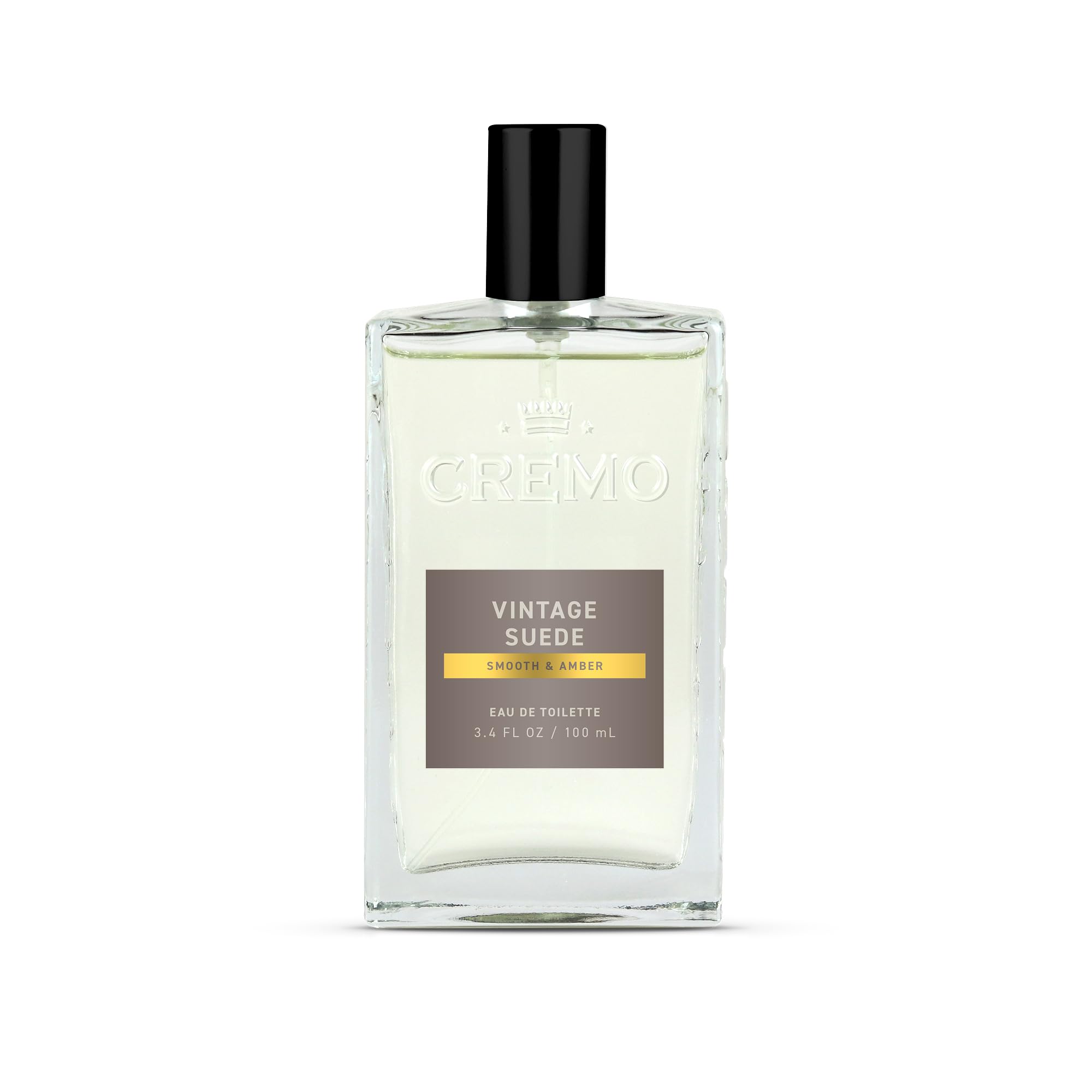 Cremo Vintage Suede bottle front view, ideal for daily wear.