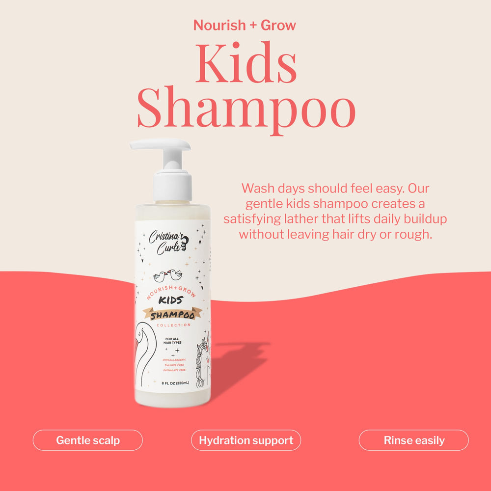 Cristina's Curls Kids Deep Conditioner tube close-up highlighting plush slip for detangling.