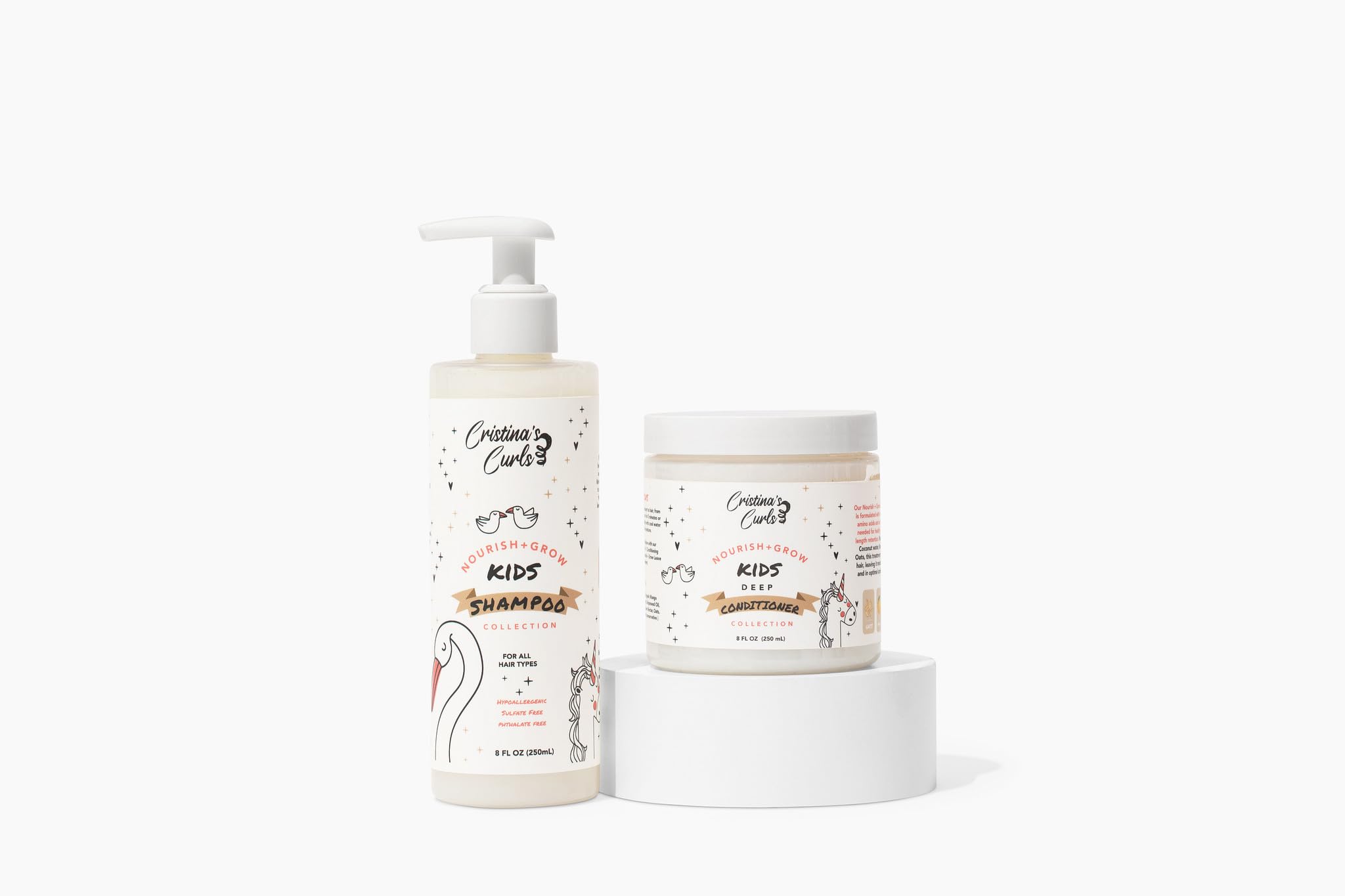 Cristina's Curls Kids Shampoo bottle close-up for gentle cleansing and refreshed scalp.