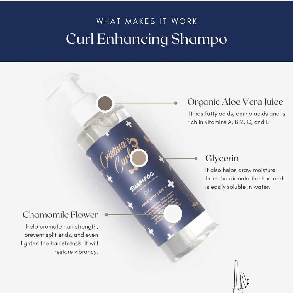 Cristina's Curls Kids Shampoo low-foam lather softens curls during wash.