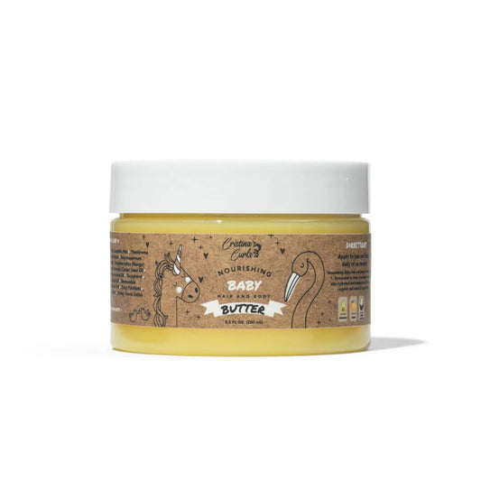 Cristina's Curls Nourishing Baby Hair and Body Butter jar for deep moisture on skin and hair.