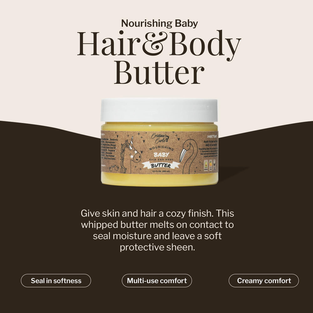Cristina's Curls Nourishing Butter delivers a soft-sheen on hair after application.