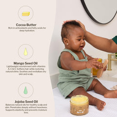 Cristina's Curls Nourishing Butter whipped texture shown for easy spread on skin and hair.