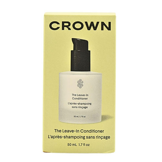 Crown Affair leave-in cream on damp hair showing frizz control and shine.